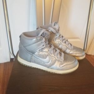 Nike hi tops glitter metallic silver size 6